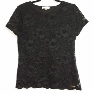 Calvin Klein  Lace Crew Neck Blouse